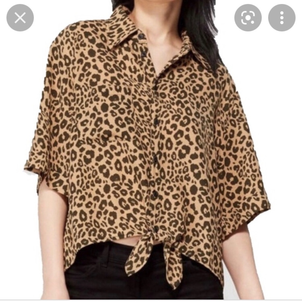 Sanctuary cheetah button down tie short sleeve